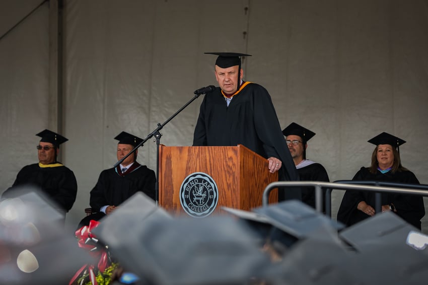 (Rend Lake College President, Terry Wilkerson, addressing the graduating class of 2022.)