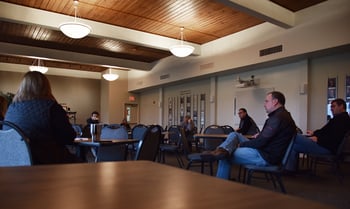 President Terry Wilkerson and members of his Executive Leadership Team meet Monday morning. The college is moving forward with an online format to increase social distancing and mitigate the potential spread of COVID-19 Coronavirus.