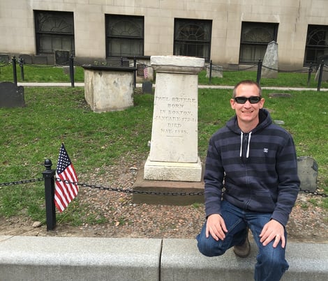 Nathan at Paul Revere Grave