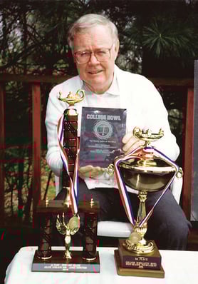 doherty with college bowl trophiesW