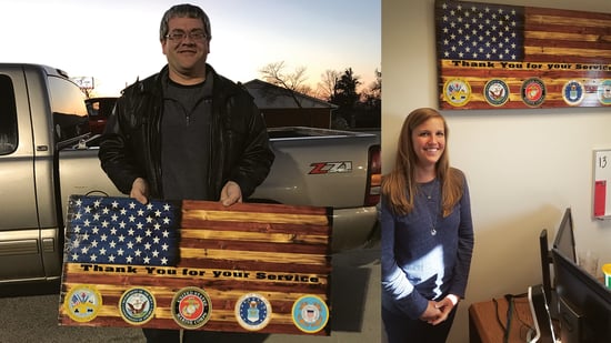 wooden flag veterans combo