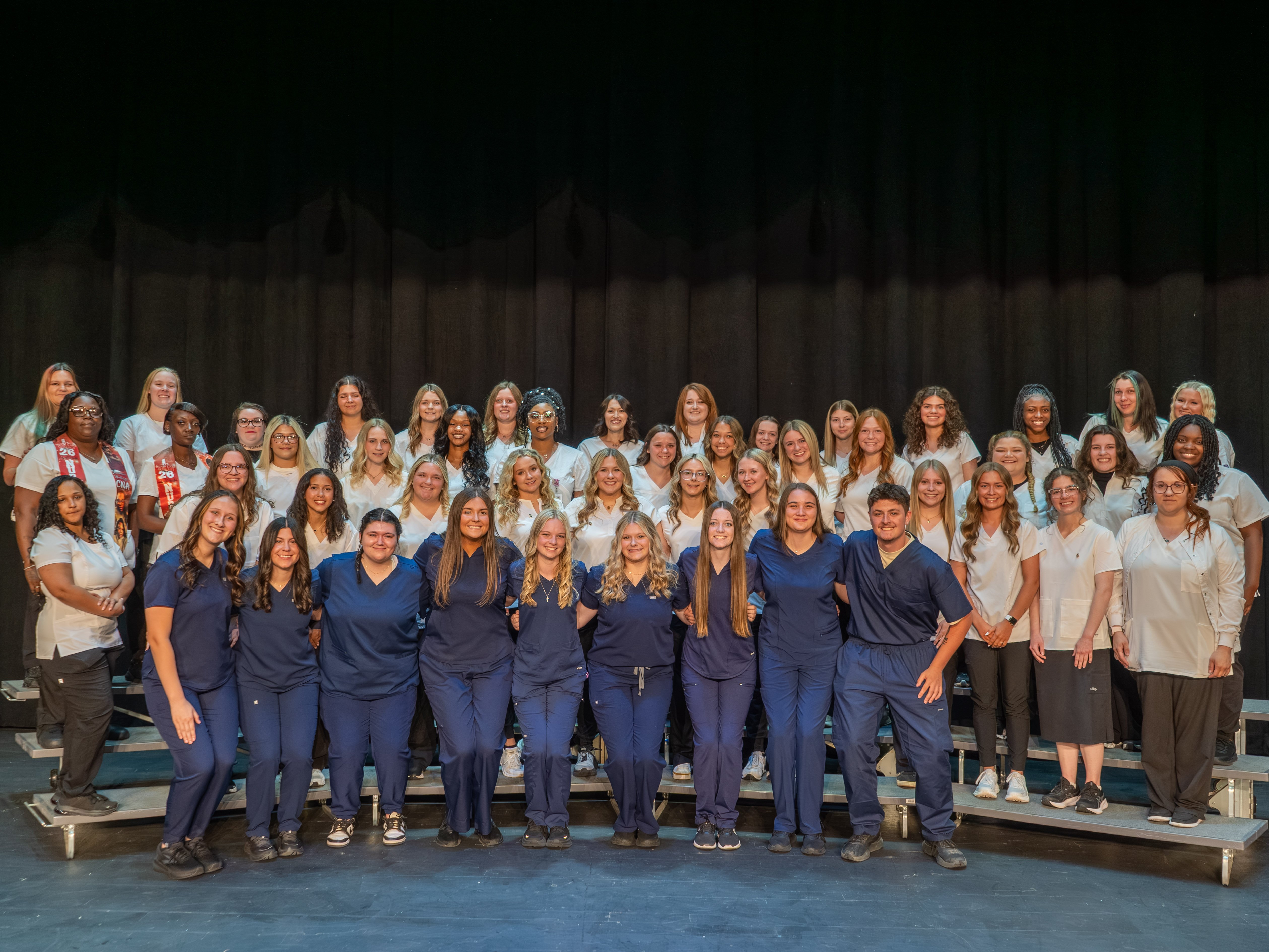 A group photo featuring all the CNA graduates, including the dual credit students, at the CNA Pinning Ceremony.