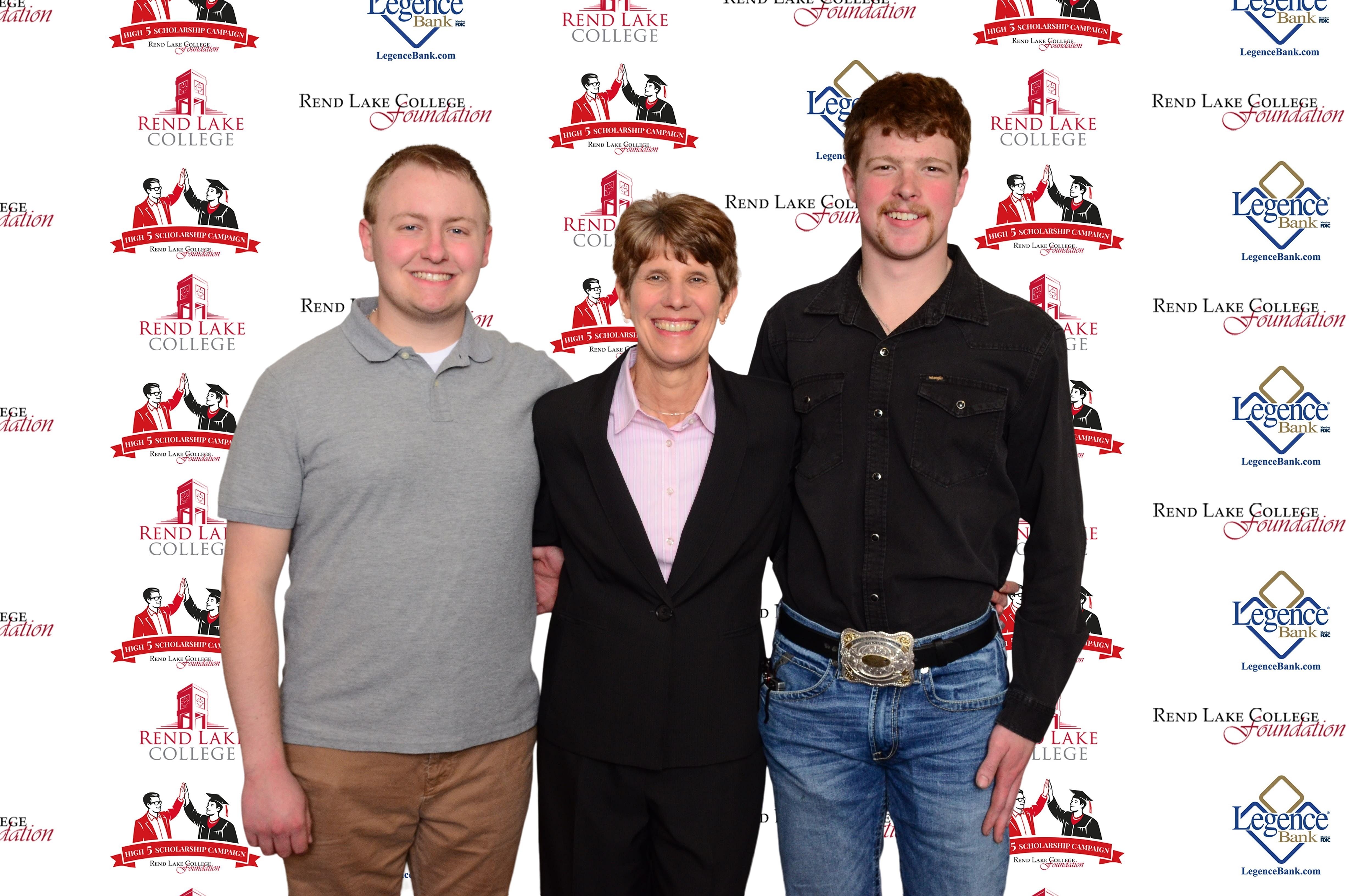 Pictured, (L-R) Scholarship Recipient Nolan Armstrong, Scholarship Representative Trish Reed, Scholarship Representative Braxton Dent