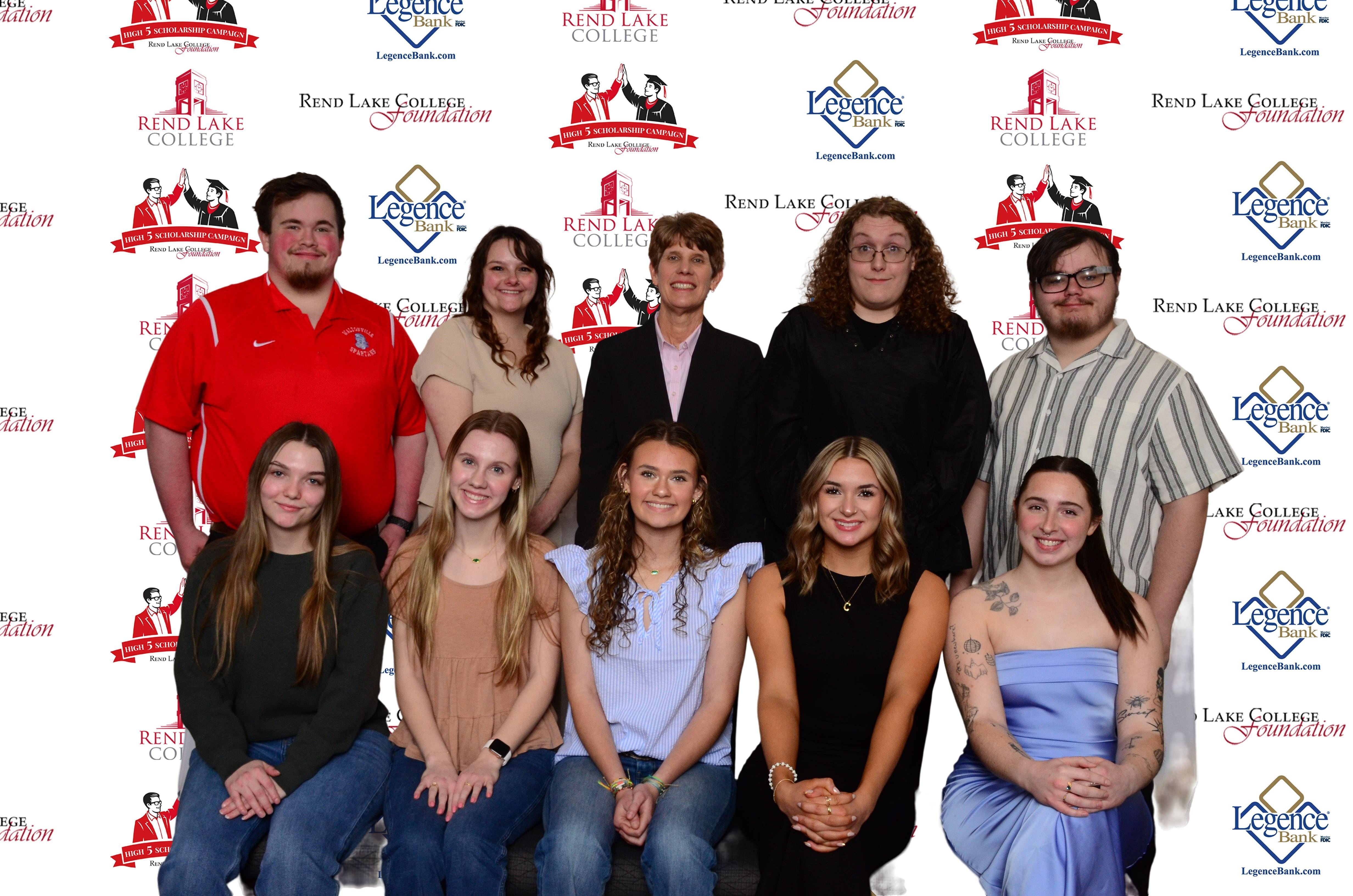 Pictured, Front row (L-R): Scholarship Recipient Haylee Borgmann, Scholarship Recipient Rainey Loker, Scholarship Recipient Madeline Ziegler, Scholarship Recipient Chloes Arnone, Scholarship Recipient Chloe Jackson  Back row (L-R): Scholarship Recipient Nicholas Barclay, Scholarship Recipient Kelsey Braden-Stroud, Scholarship Representative Trish Reed, Scholarship Recipient Odin Poteete, Scholarship Recipient Wyatt Shively
