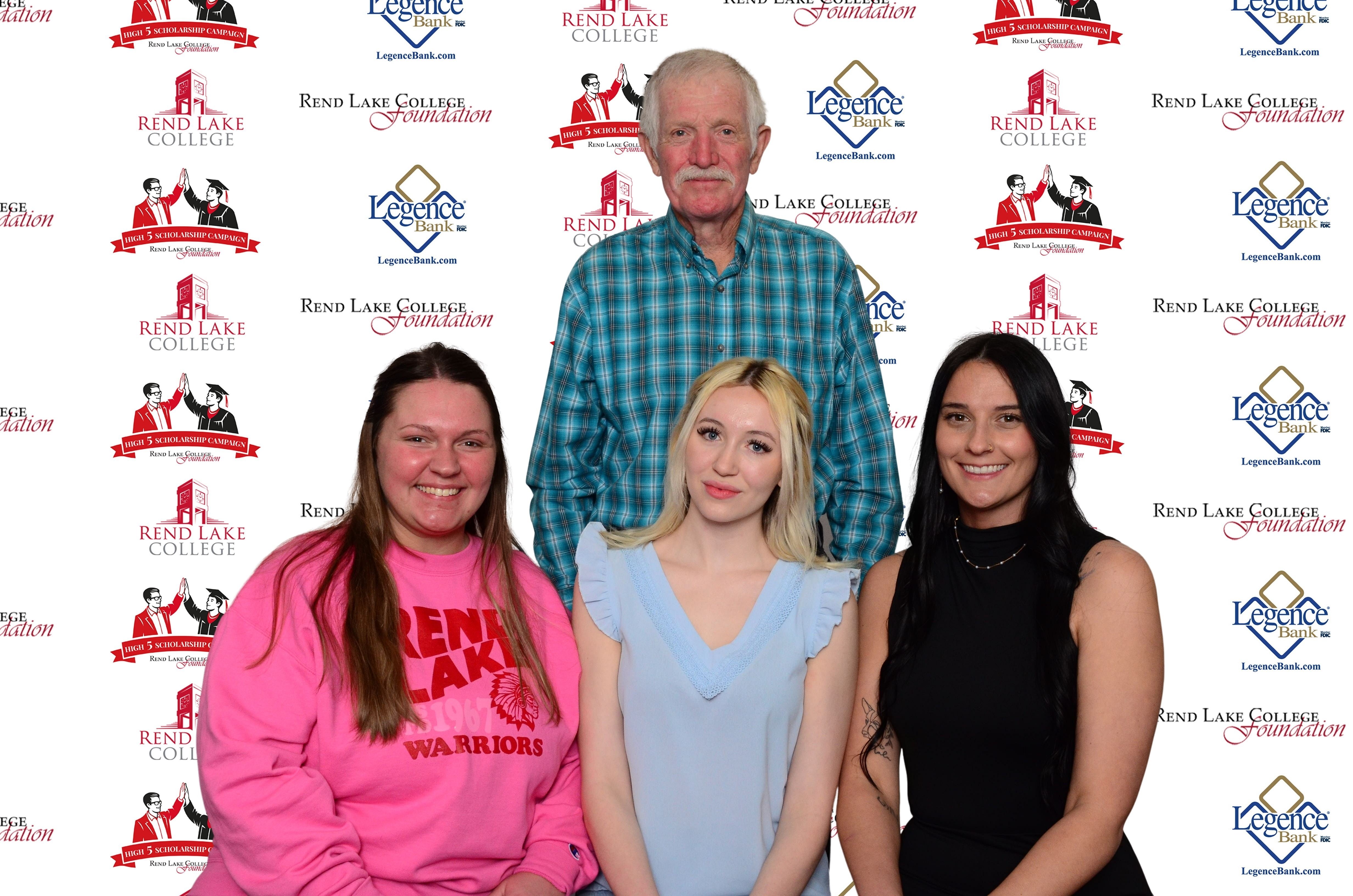 Pictured, Front Row (L-R): Scholarship Recipient Sarah Buckman, &nbsp;Scholarship Recipient Minna Smith, &nbsp;Scholarship Recipient Rebekah Maddox  Back Row (L-R): Scholarship Representative Joe Norris