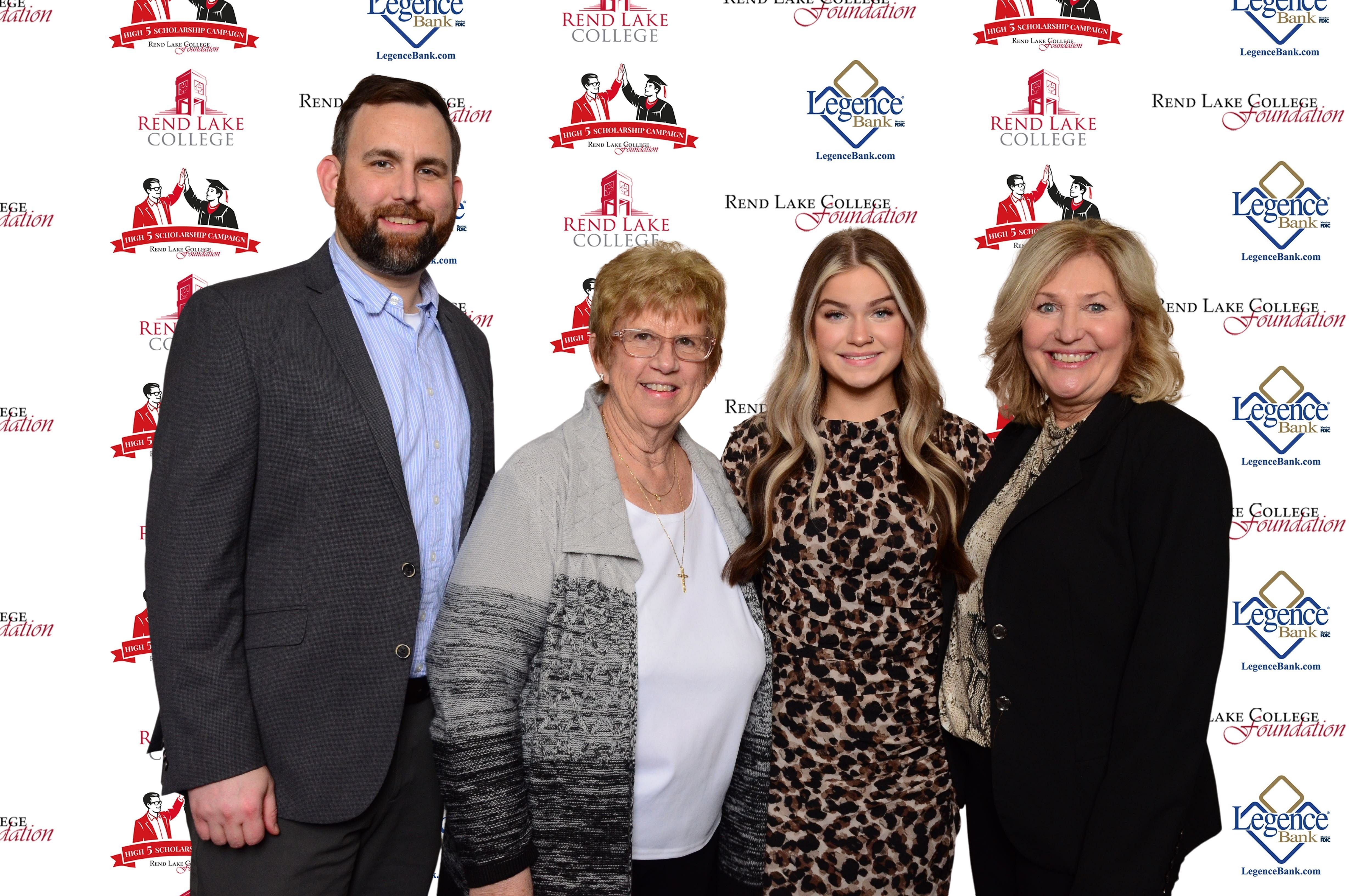 Pictured, (L-R) Scholarship Representative Brett Crocker, Scholarship Representative Cindy Crocker, Scholarship Recipient Addison Alvis, Scholarship Representative Pat Kern