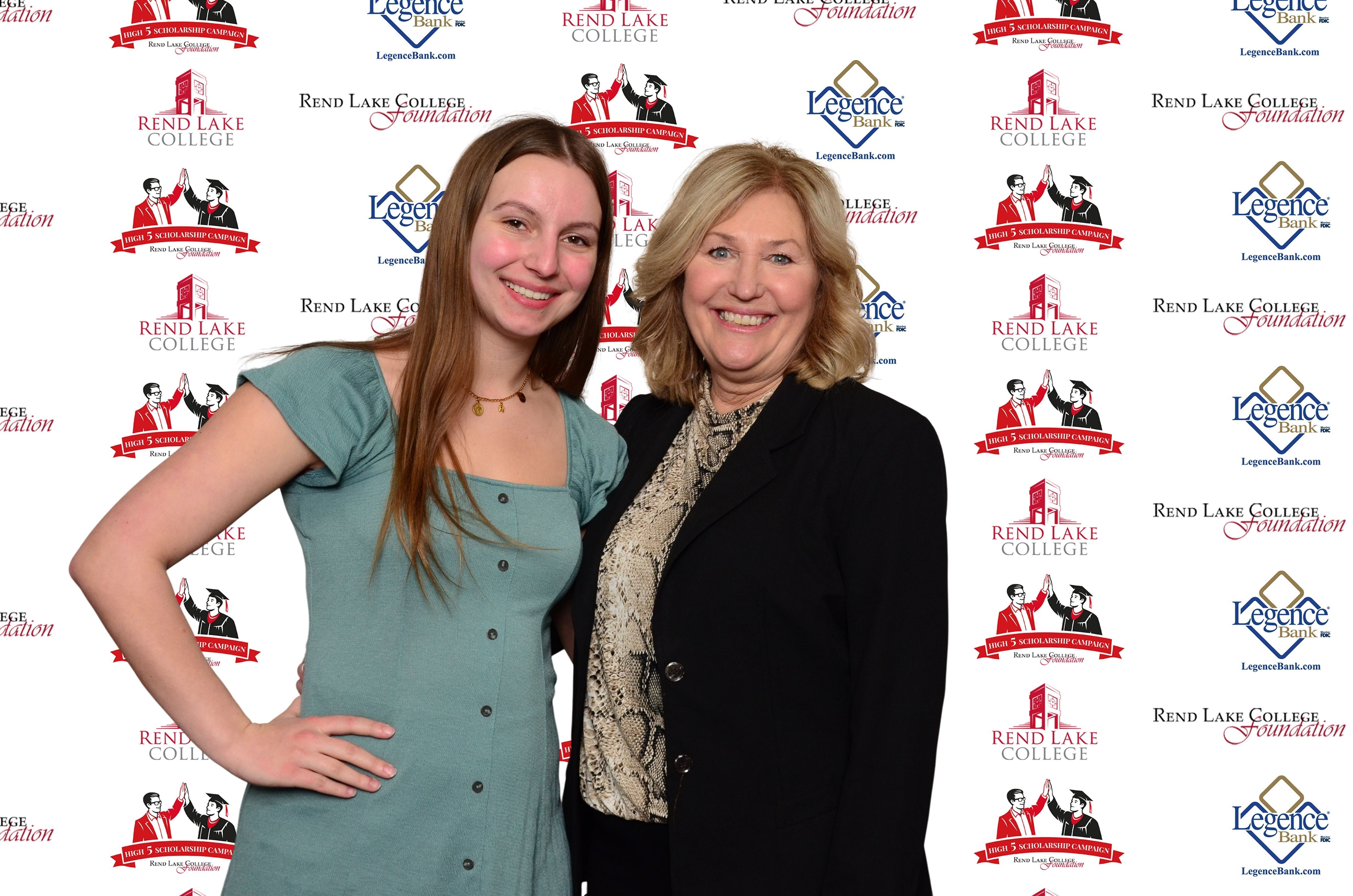 Pictured ,(L-R) Scholarship Recipient ZaeJah Fallis-Buchanan, Scholarship Representative Pat Kern