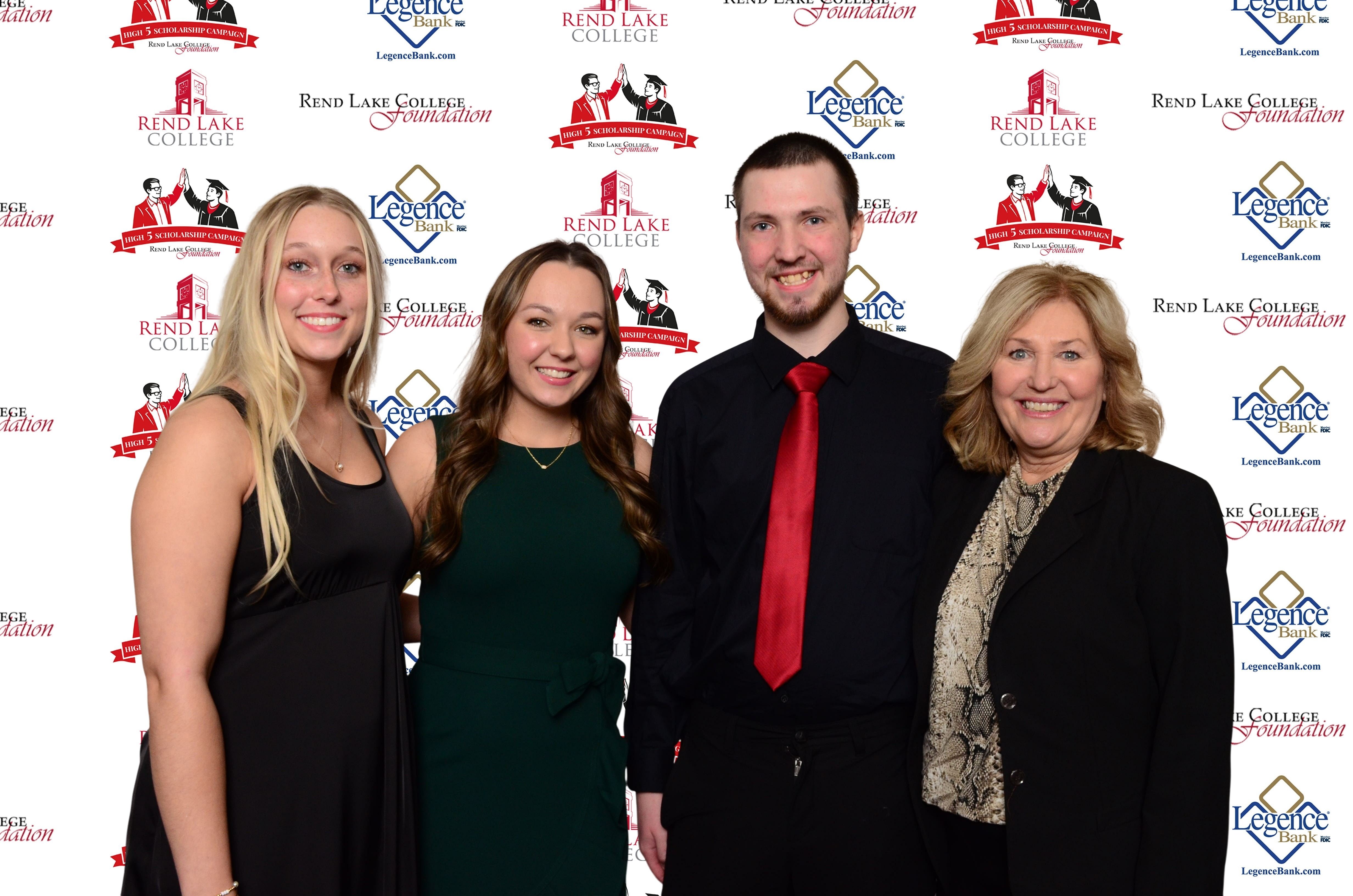Pictured, (L-R) Scholarship Recipient Isabella Morgan, Scholarship Recipient Madison Braun, Scholarship David Stanley, Scholarship Representative Pat Kern