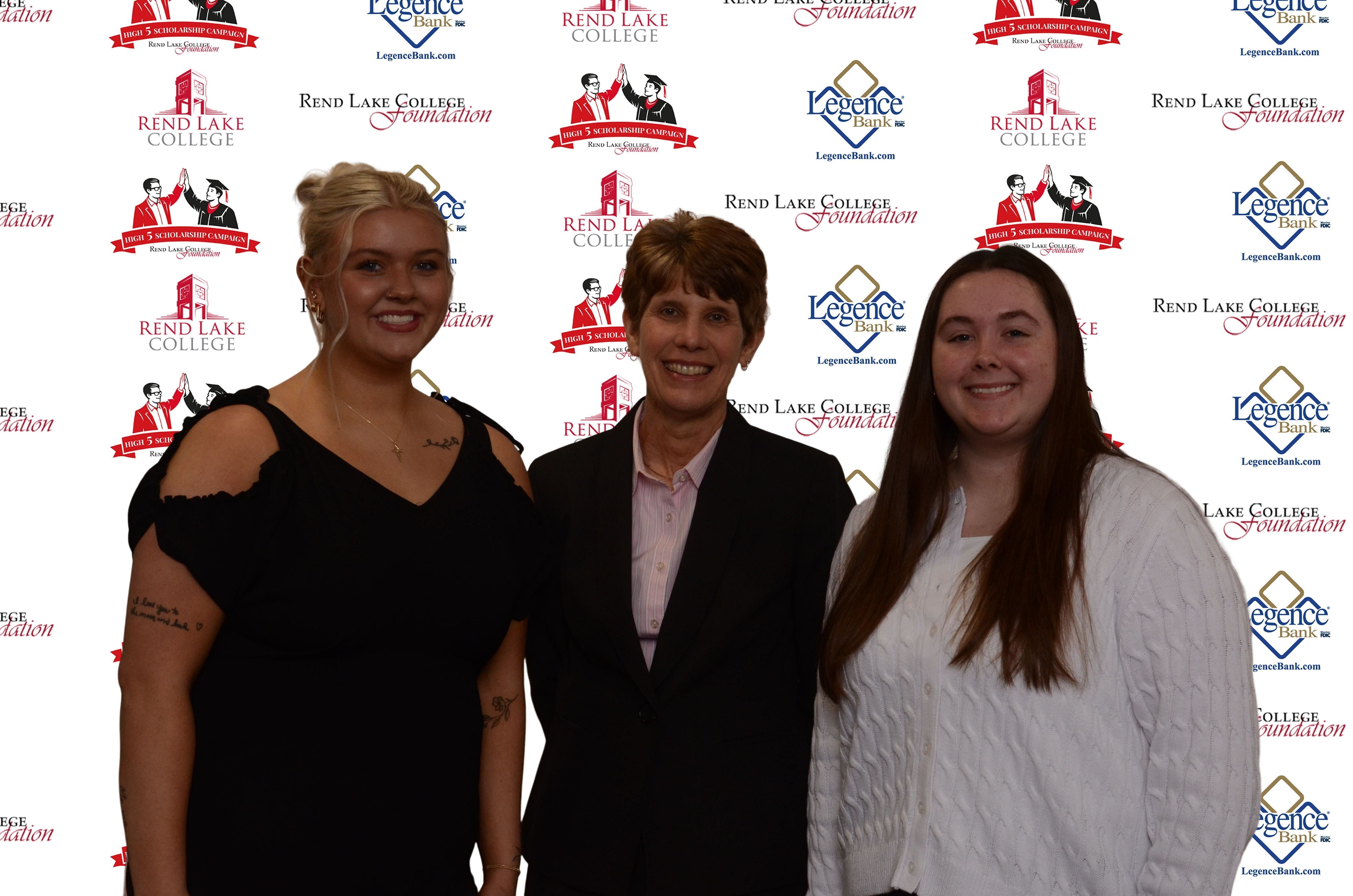 Pictured, (L-R) Scholarship Recipient Laynee Warden, Scholarship Representative Trish Reed, Scholarship Recipient Caralin Numi