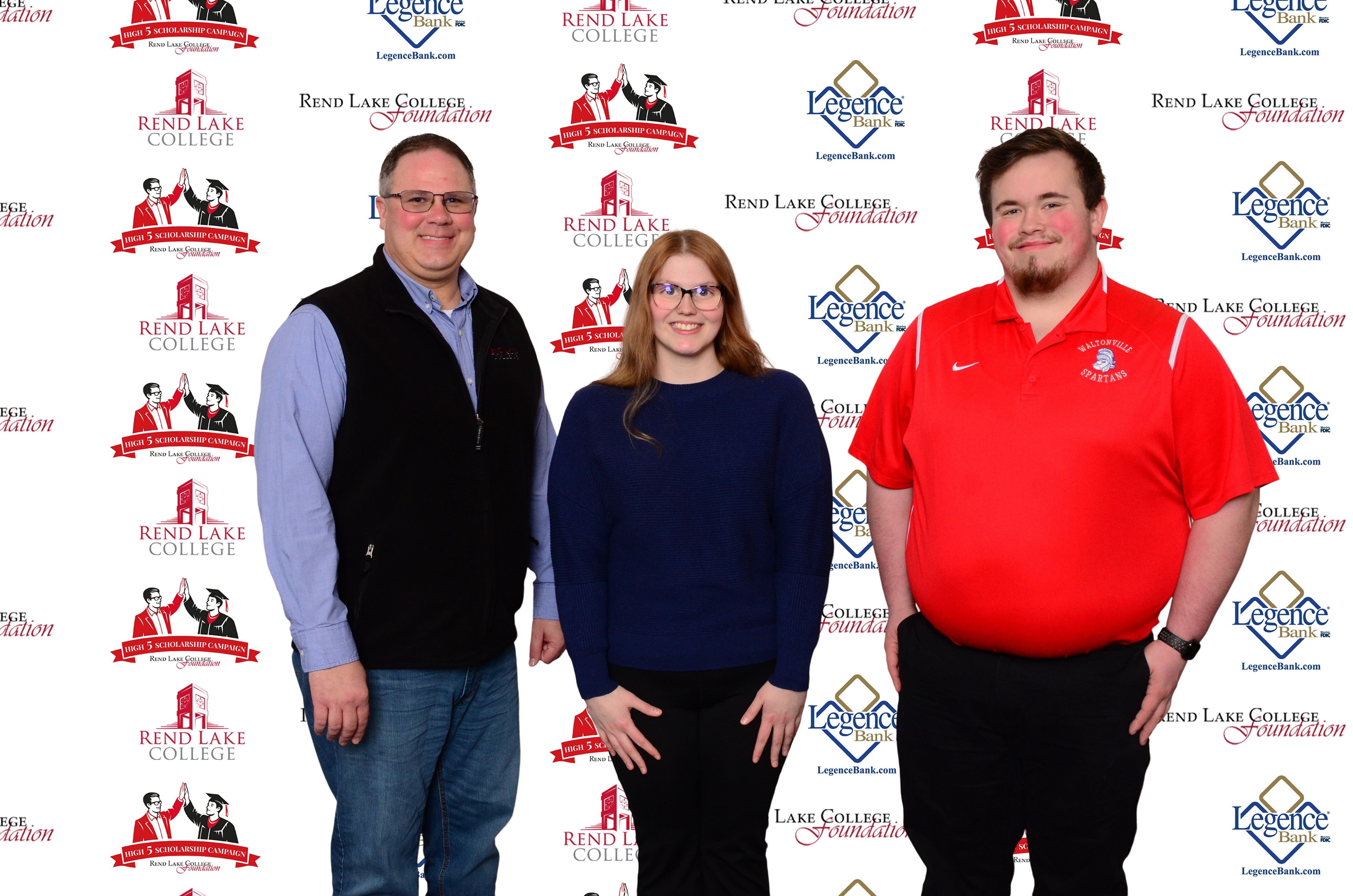 Pictured, (L-R) Scholarship Representative Buster Leeck, Scholarship Recipient Kenzie Bach, Scholarship Recipient Nicolas Barclay