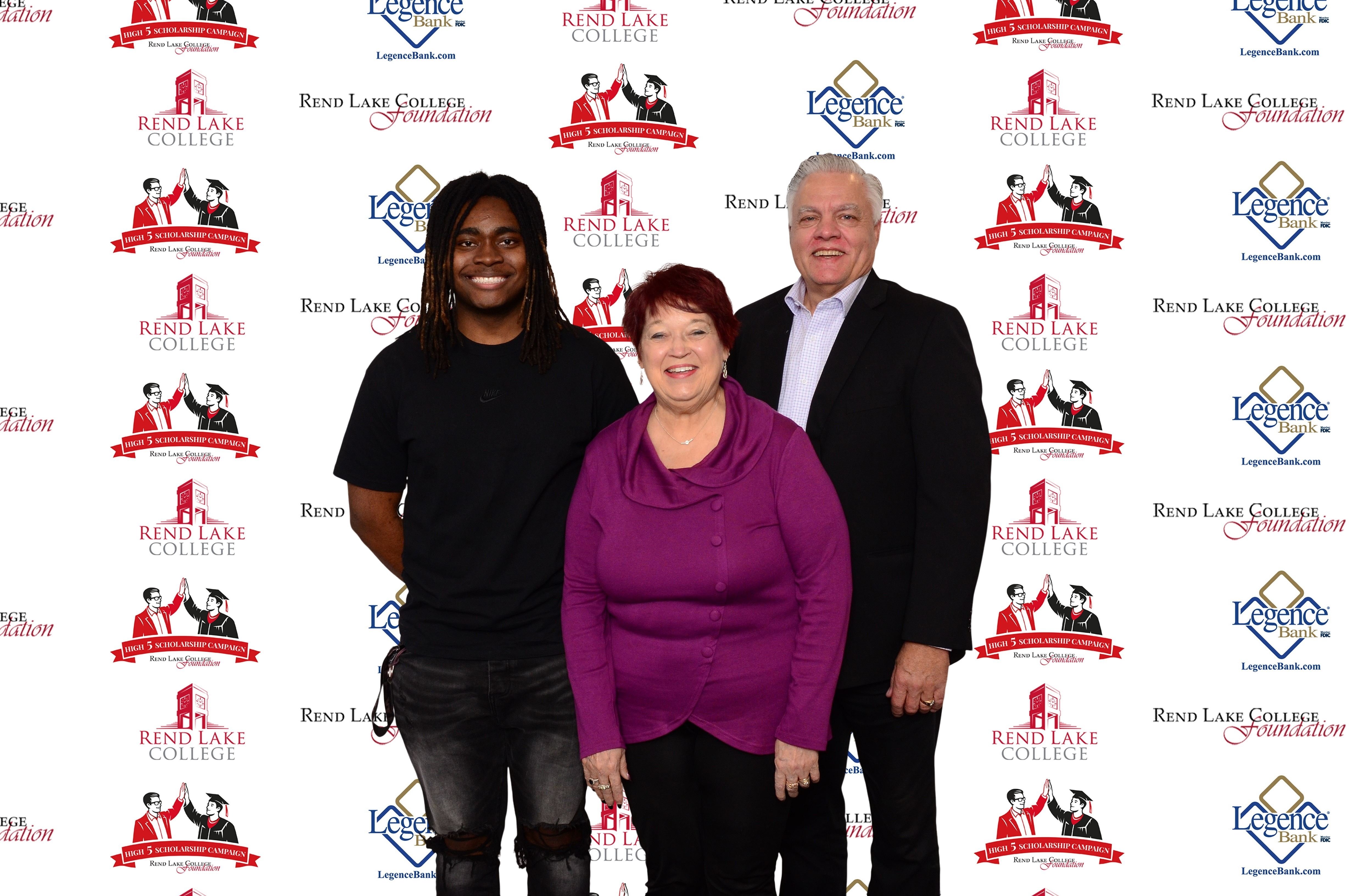 Pictured, (L-R) Scholarship Recipient Kyree James-Hooper, Scholarship Representative Rose Staeter, Scholarship Representative Richard Staeter