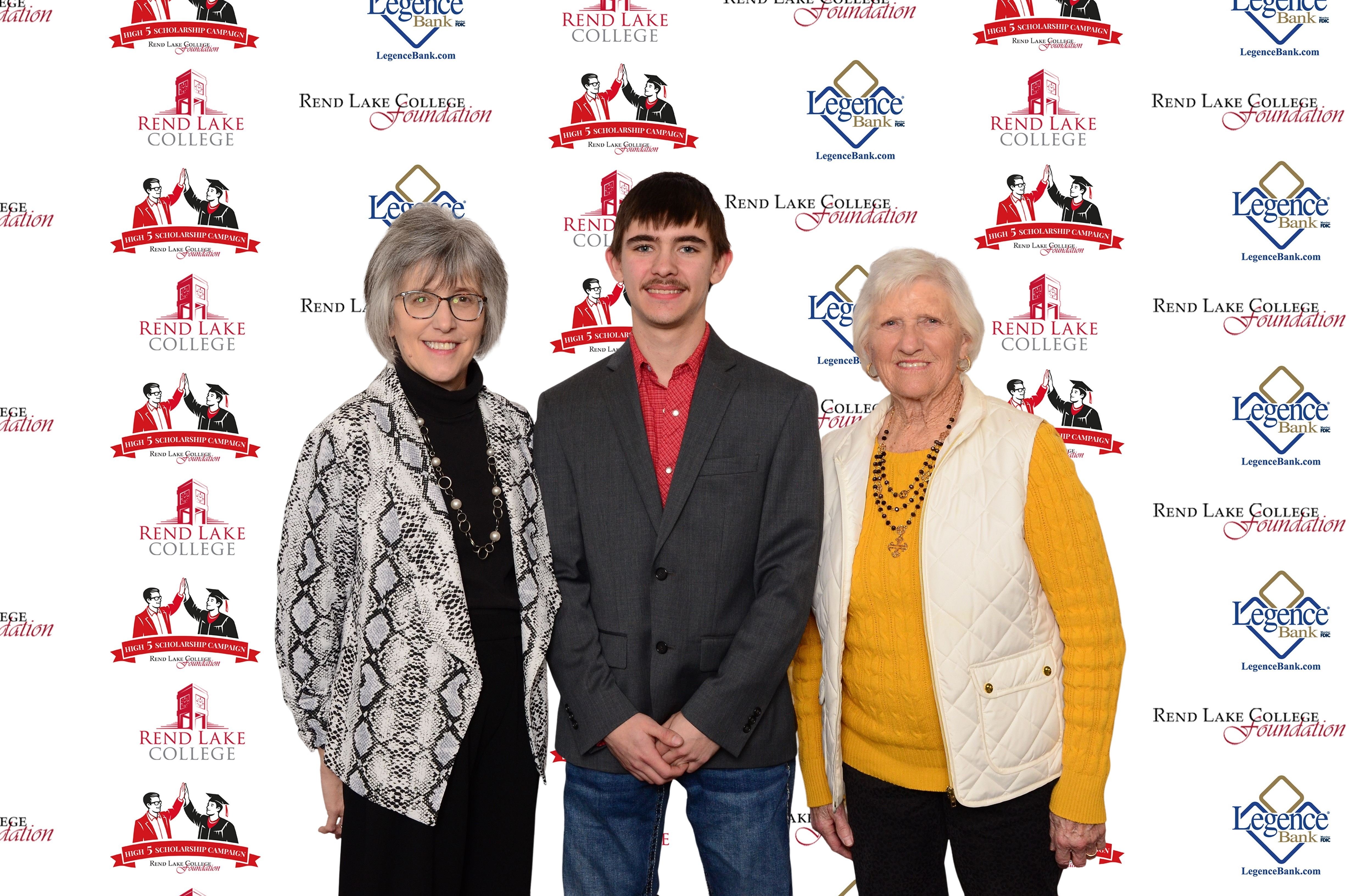 Pictured, (L-R) Scholarship Representative Angie Kistner, Scholarship Recipient Landen Catron, Scholarship Representative Lucille Trader