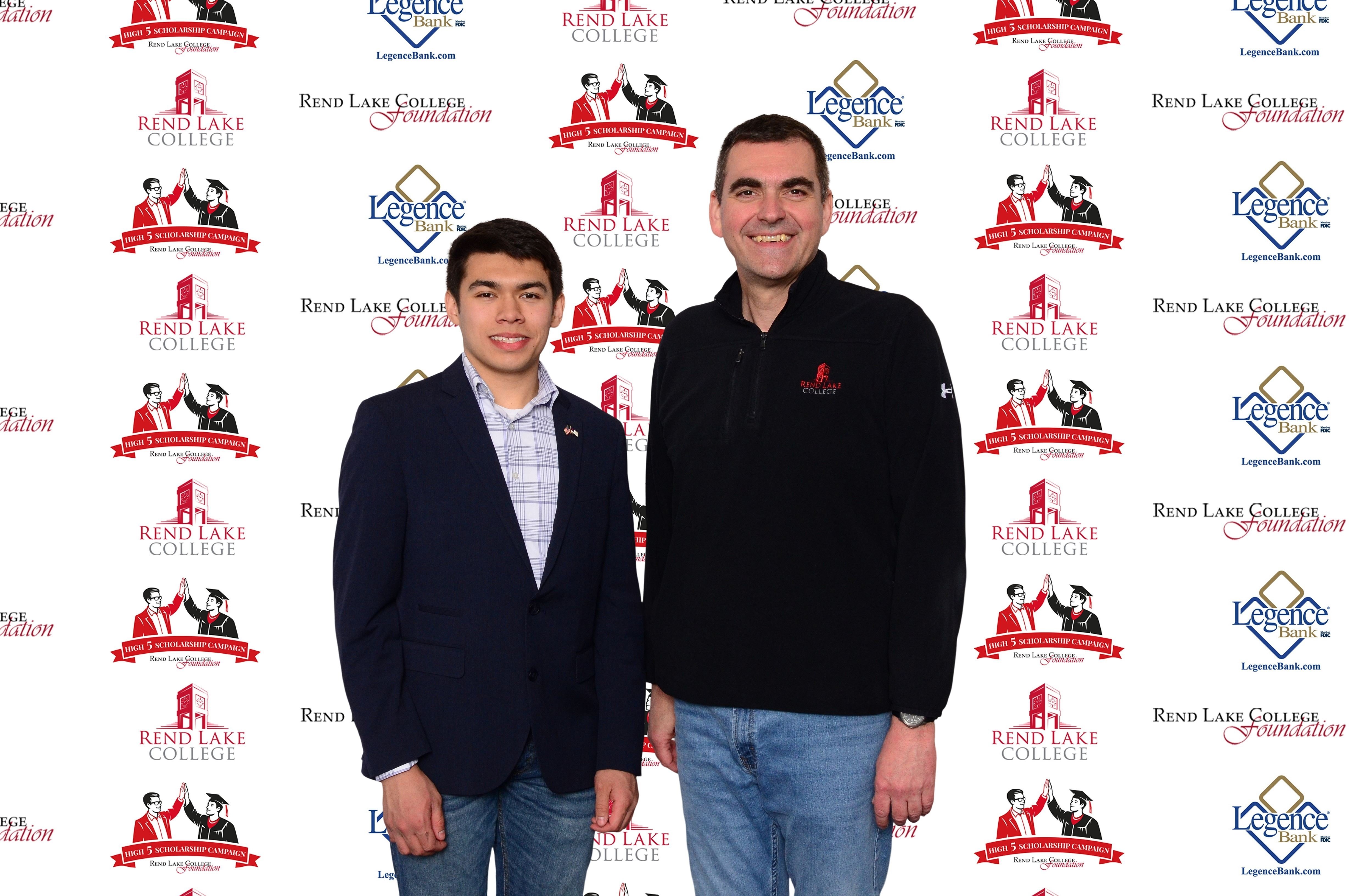 Pictured, (L-R) Scholarship Recipient James Dudley, Scholarship Representative Chad Copple