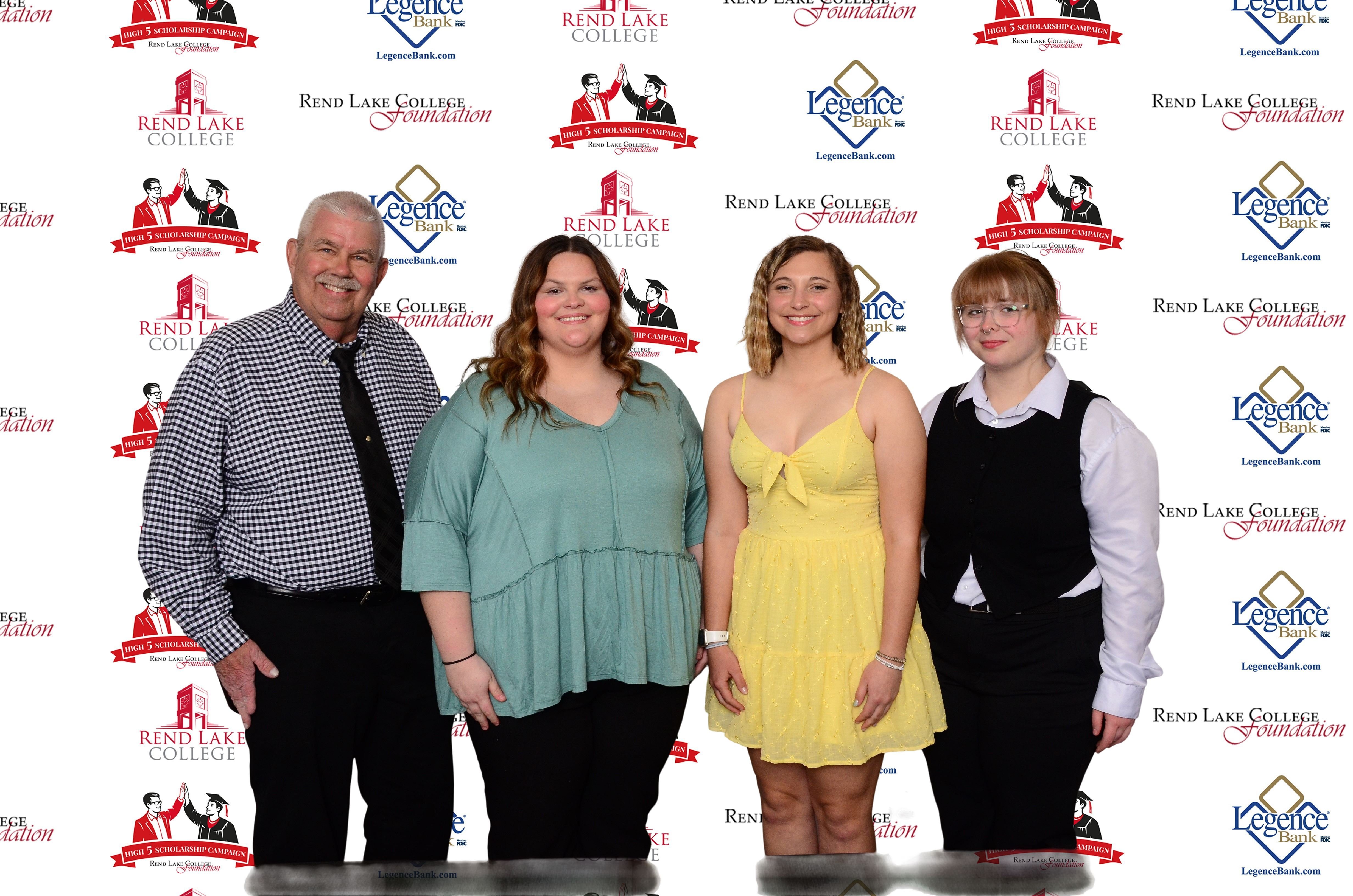 Pictured, (L-R) Scholarship Representative Jim Chamness, Scholarship Recipient Addison Furlow, Scholarship Recipient Brylee Martin, Scholarship Recipient Dannarai Tate