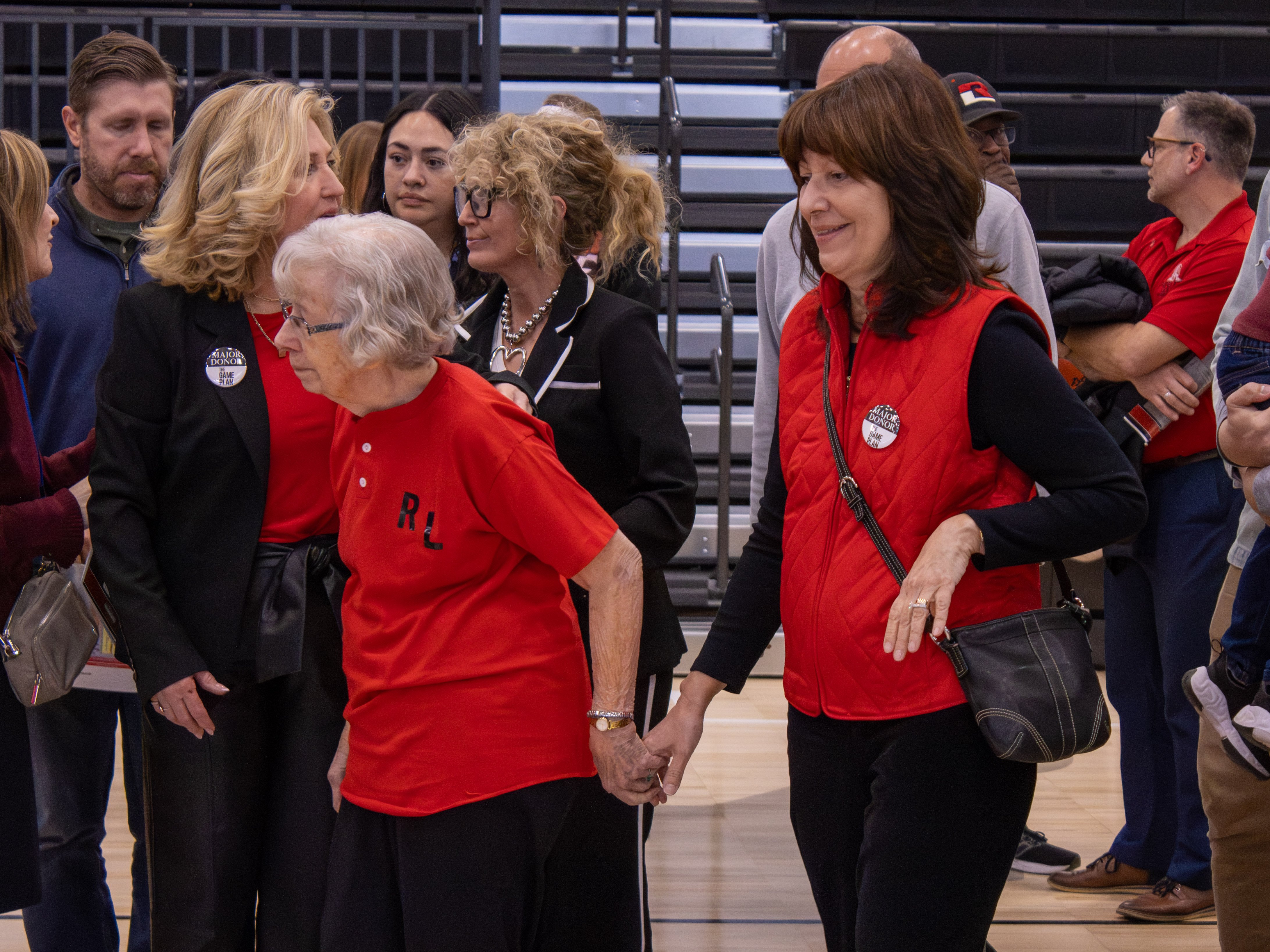 Lila Waugh (left) and her daughter, Cathy Sponsler (right), celebrate the ribbon cutting of the Banterra Sports Complex.